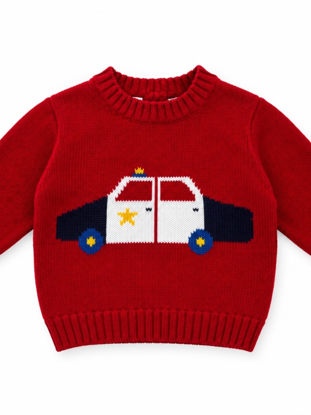 NWT vtg Y2K Field Gear FG Baby Police Car Red Intarsia Knit Sweater 12 months